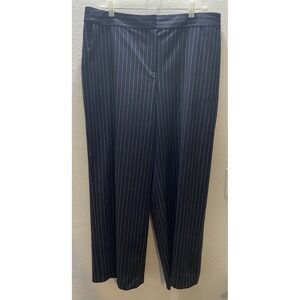ST JOHN COLLECTION BLACK & WHITE PIN STRIPE WIDE LEG PANTS, SIZE 16 Office